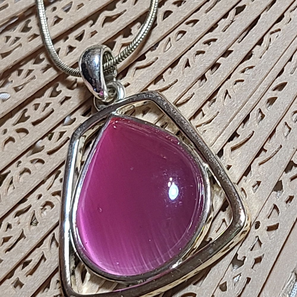 Unique Vintage Pink Teardrop Necklace